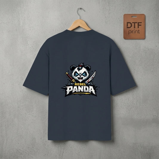 Rebel Panda Oversized T-Shirt, Samurai Anime Tee, panda lover shirt Gift