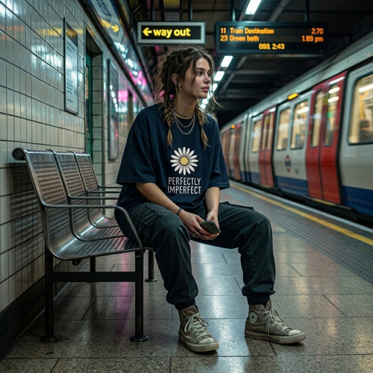 Perfectly Imperfect Oversized T-Shirt for Women | Daisy Graphic Cotton Tee | Cute Aesthetic Oversized Streetwear Shirt