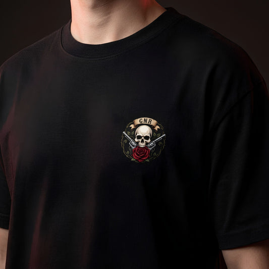 Guns N’ Roses Inspired Oversized T-Shirt,Skull Rose Graphic Tee