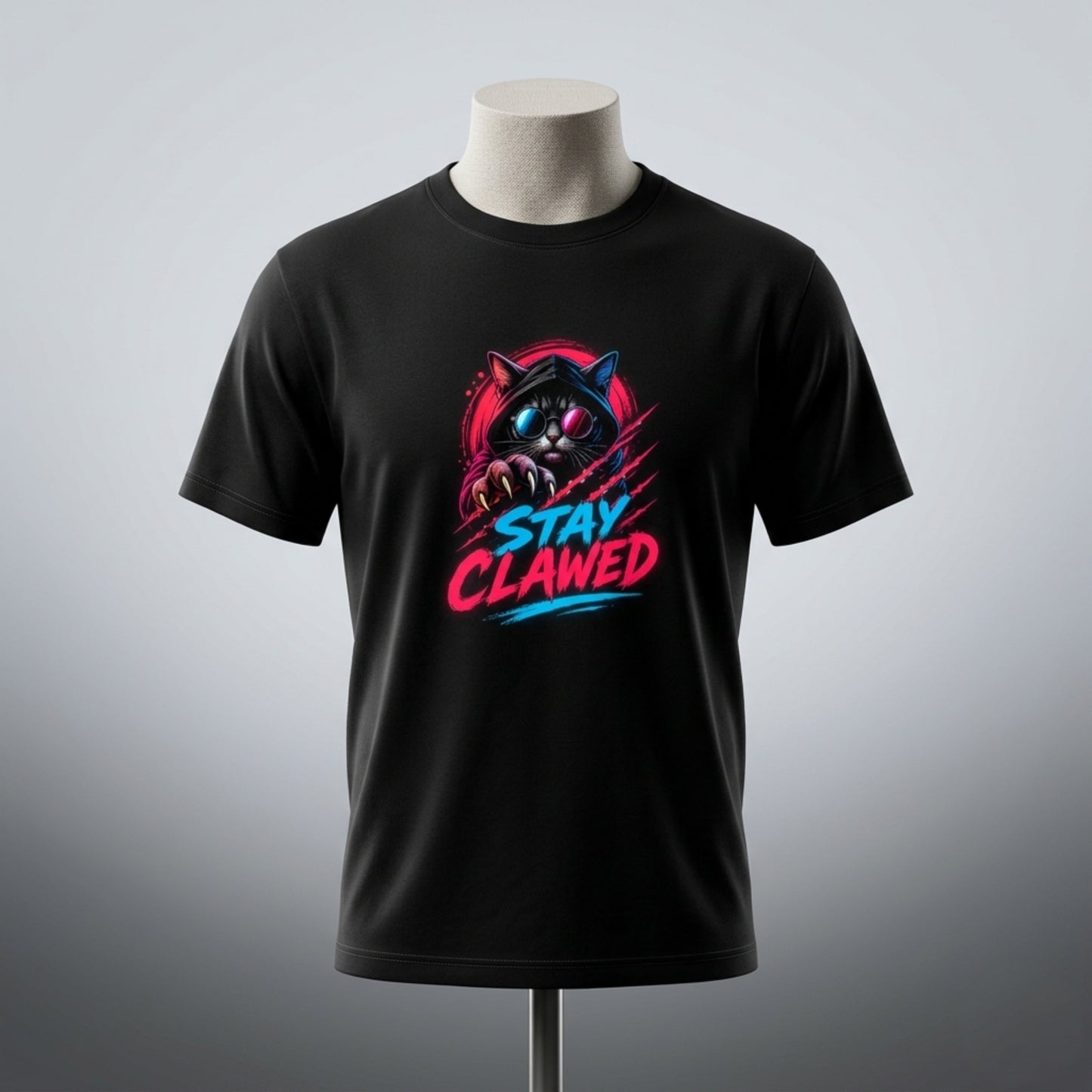 Stay Clawed Cat Streetwear T-Shirt for Men & Women | Premium Unisex Stretch Cotton Graphic Tee | Funny Cat Lover Urban Fashion Tee by TEEZLY