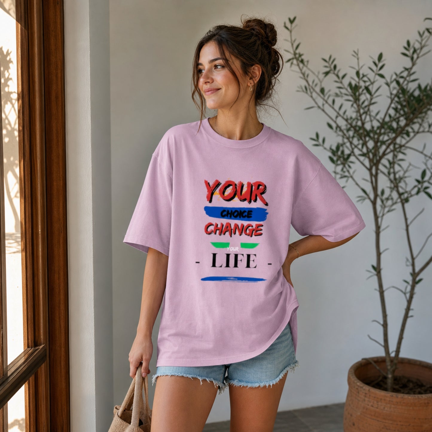 Premium Oversized Motivational Tee | Your Choice Change Your Life T-Shirt