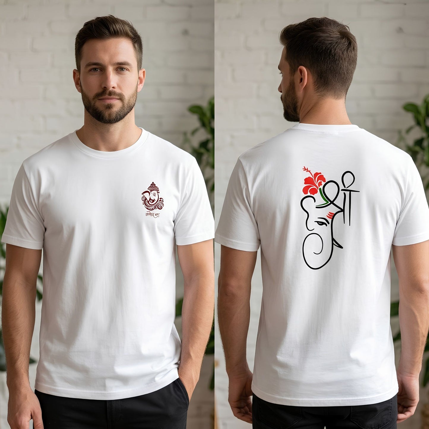 Ganesha Print Unisex T-Shirt | Shree Ganpati Cotton Stretch Tee India