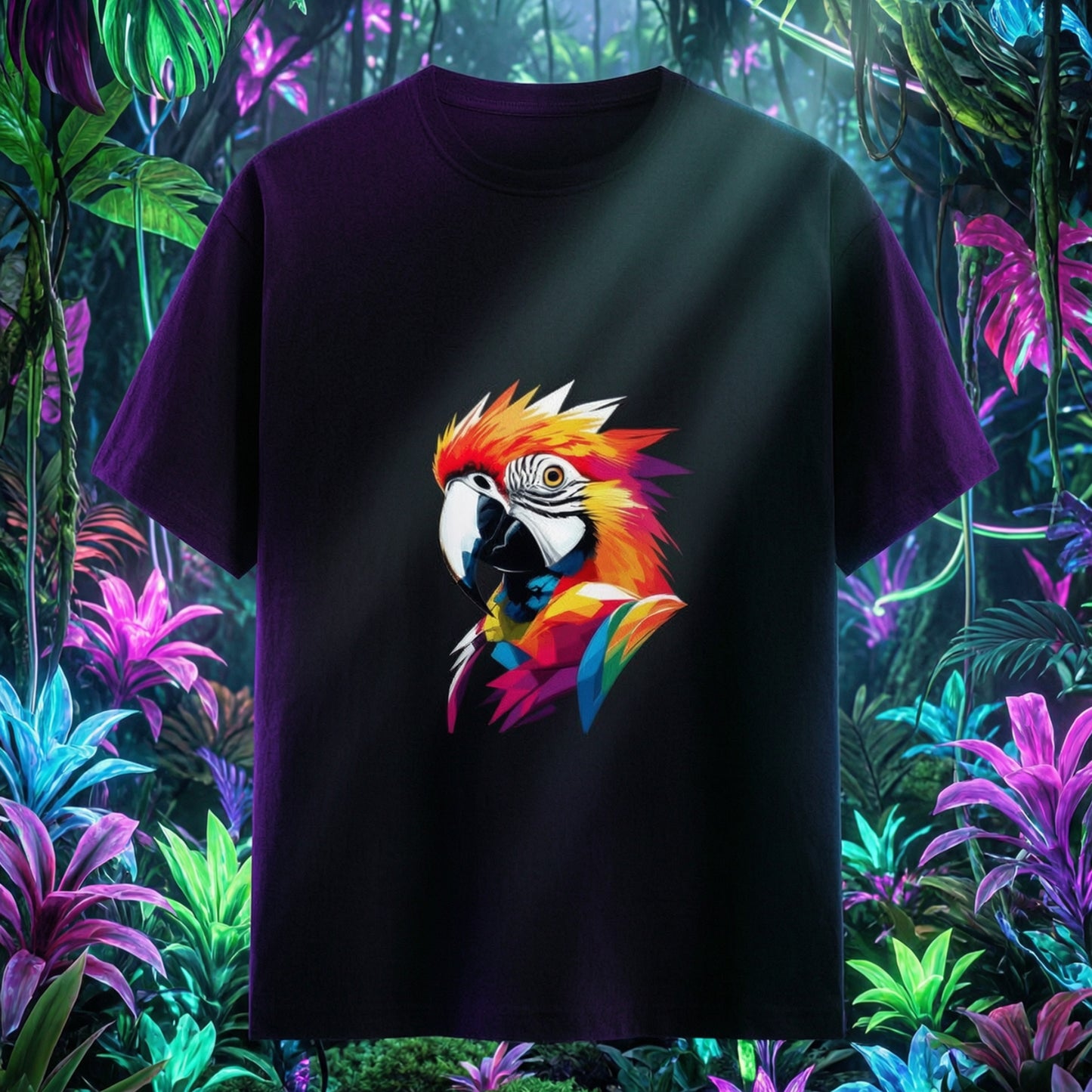 Colorful Parrot Art T-Shirt | Vibrant Geometric Parrot Print Tee for Parrot Lover