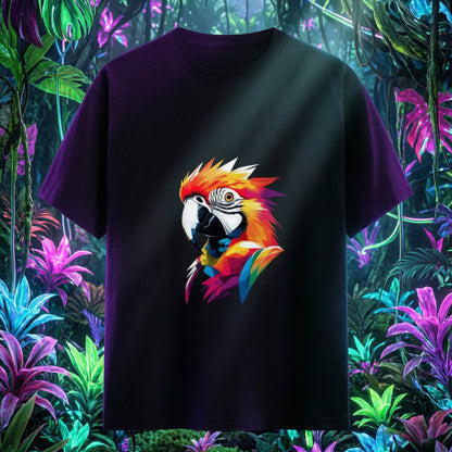 Colorful Parrot Art T-Shirt | Vibrant Geometric Parrot Print Tee for Parrot Lover