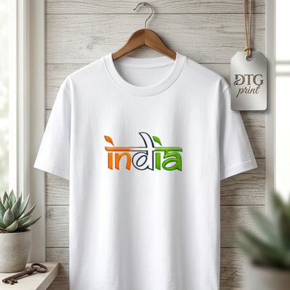 Independence Day India T-Shirt, 15 August India Pride T-Shirt For Youngsters, Tricolor Typography Tee