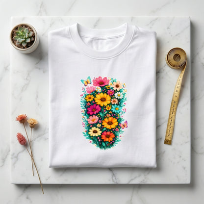 Women’s Oversized Floral T-Shirt | Aesthetic Boho Flower Graphic Tee | Cotton Streetwear Shirt for Girls