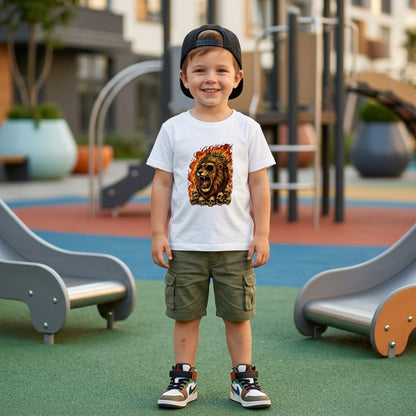 Kids Lion Graphic T-Shirt | Roaring King Lion Cotton Tee for Boys & Girls | Cool Streetwear Kids Crew Neck T-Shirt