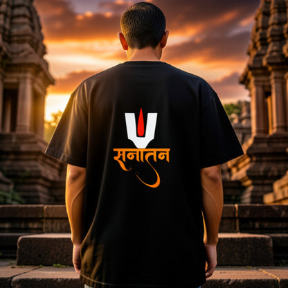 "Sanatan" Dharma T-Shirt | Spiritual Typography Unisex V-Neck Tee | Hindu Spiritual Design Shirt