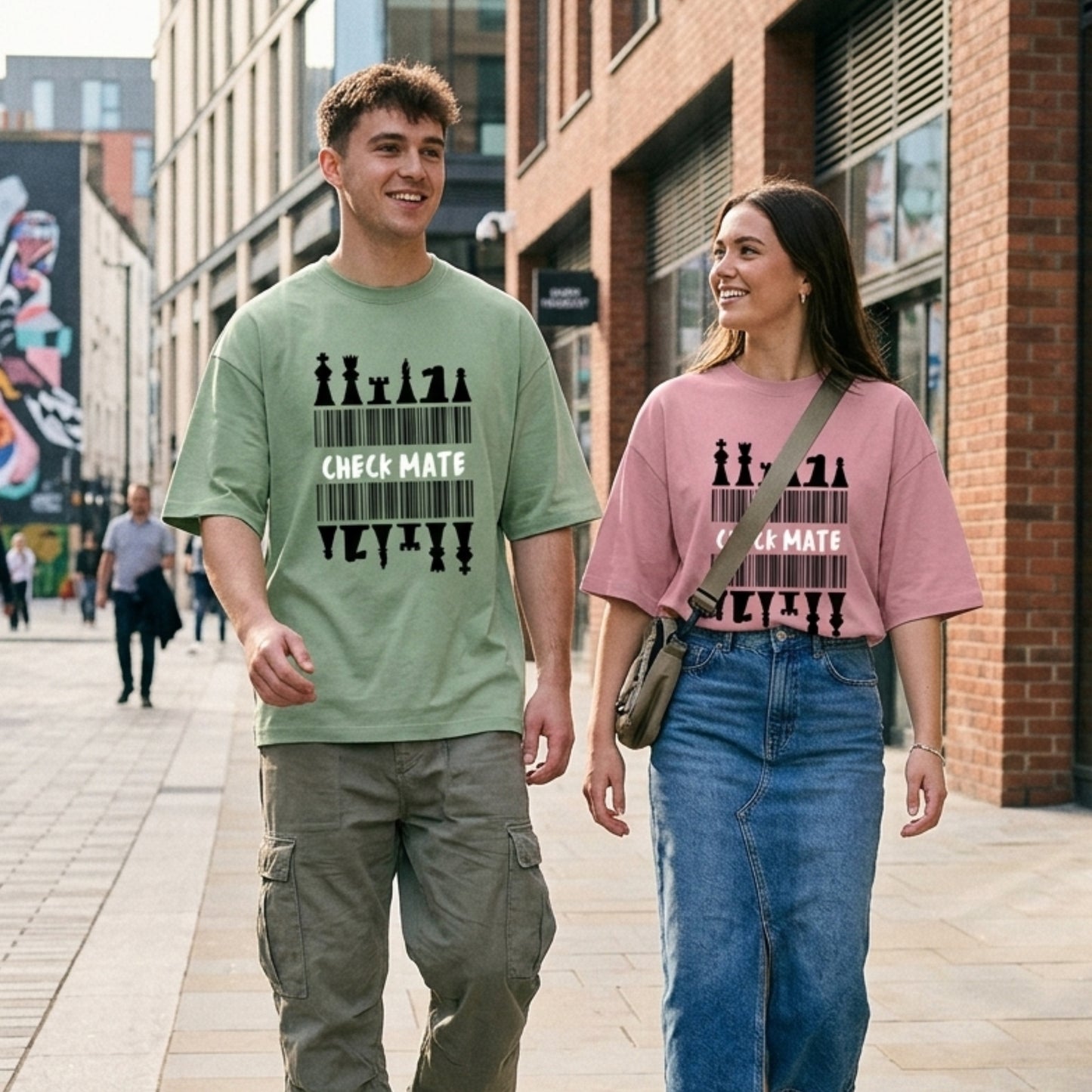 Check Mate Unisex Terry Oversized T-Shirt | XS-3XL Sizes | Maroon, Lavender, Baby Blue, Flamingo, Jade | Comfortable & Stylish for Men & Women