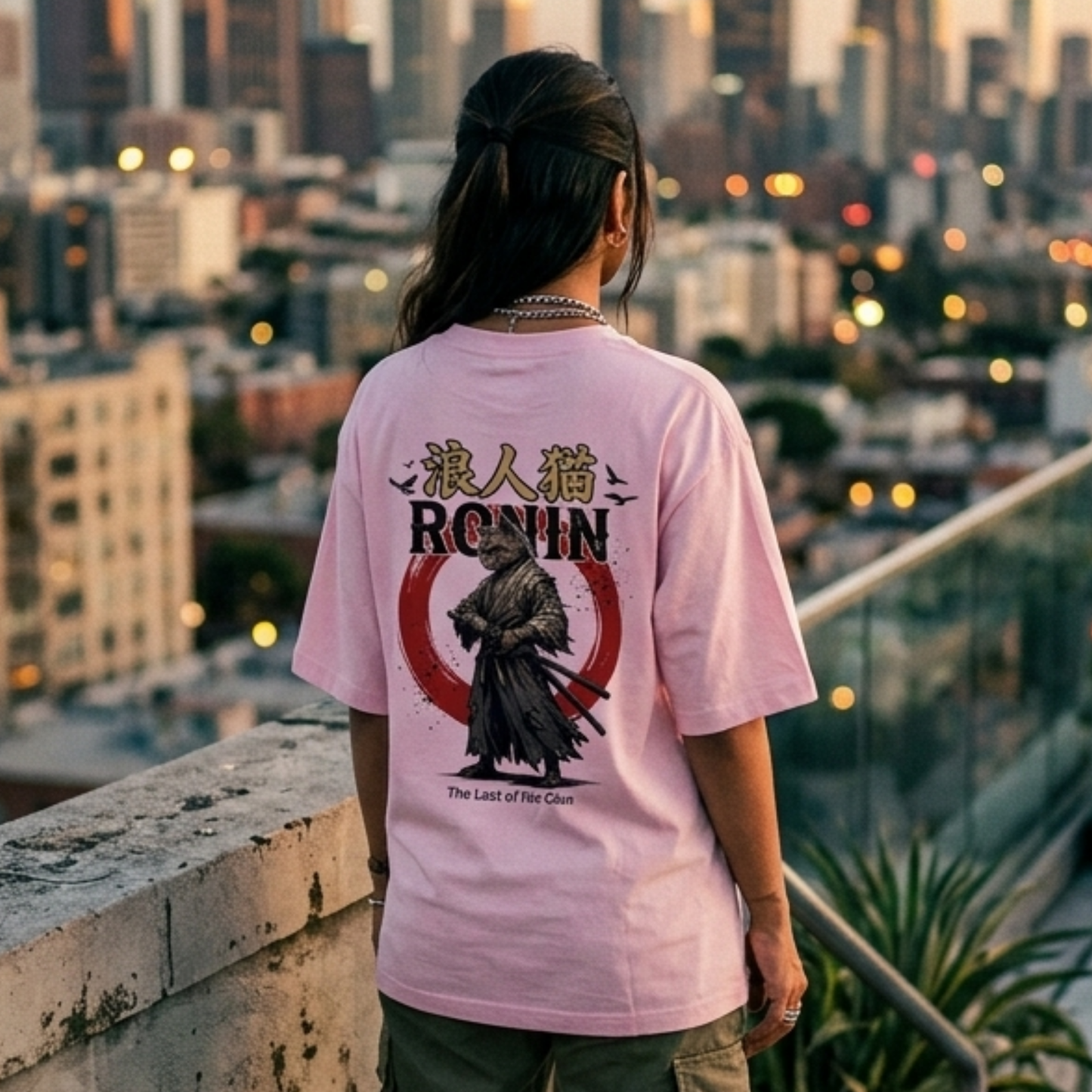 Ronin Cat Oversized T-Shirt – Japanese Samurai Streetwear Revenge Graphic Tee