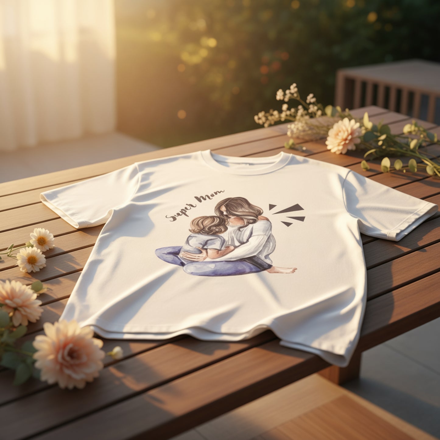 Super Mom T-Shirt for Women, Mother and Child Love Graphic Tee, Cute Mom Gift Shirt