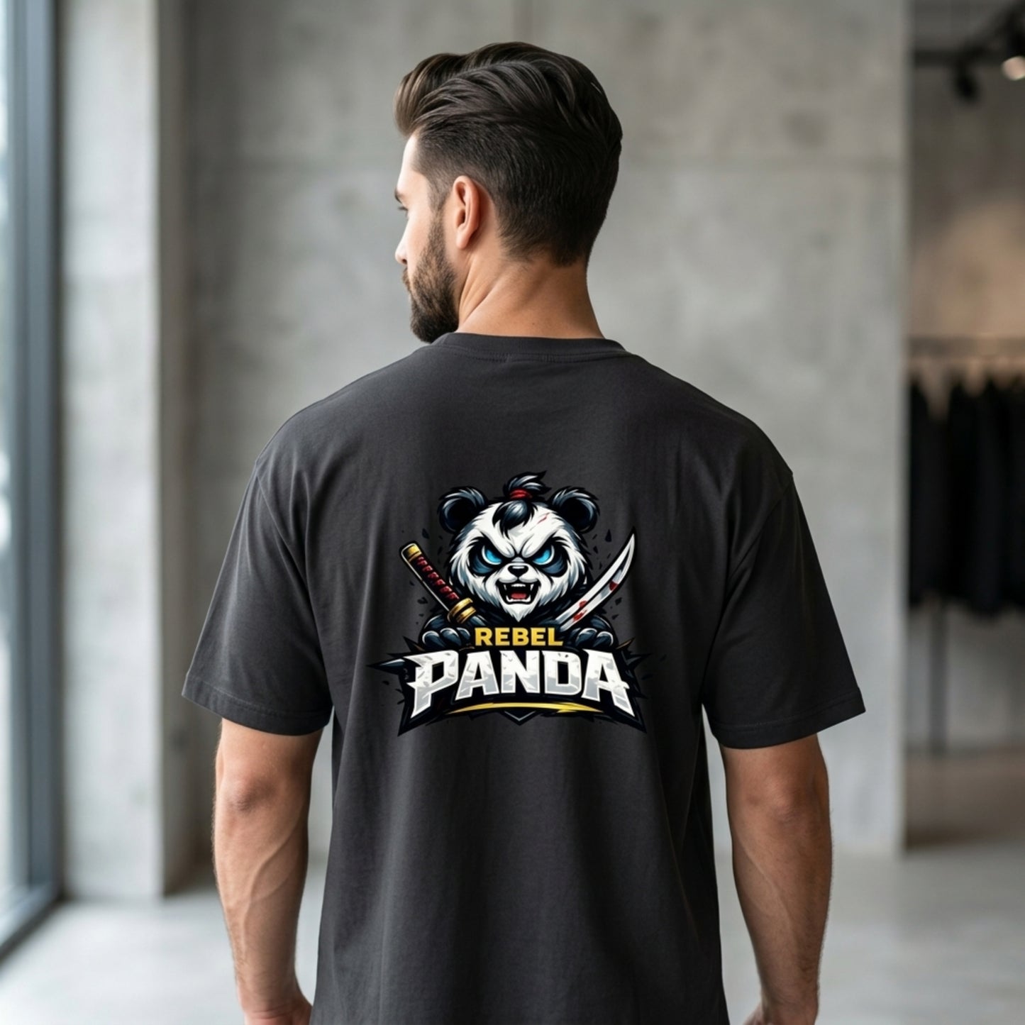 Rebel Panda Oversized T-Shirt, Samurai Anime Tee, panda lover shirt Gift