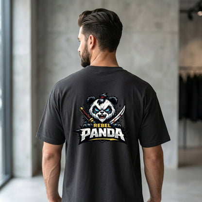 Rebel Panda Oversized T-Shirt, Samurai Anime Tee, panda lover shirt Gift