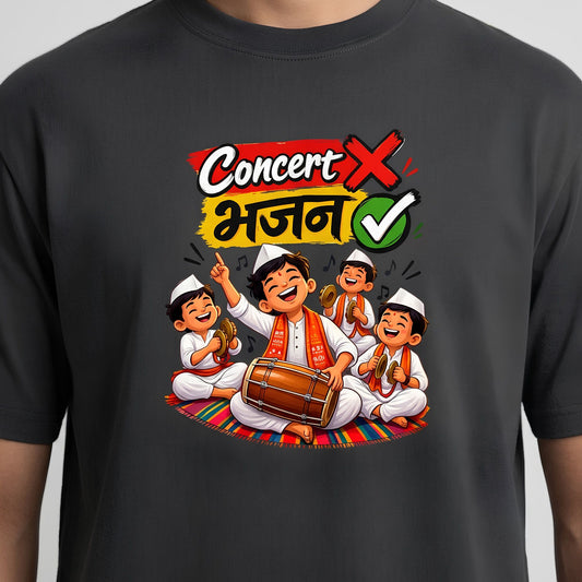Concert vs Bhajan Funny T-Shirt – Ganpati Festival Tee for Bhajan Lovers, Ganesh Chaturthi Special