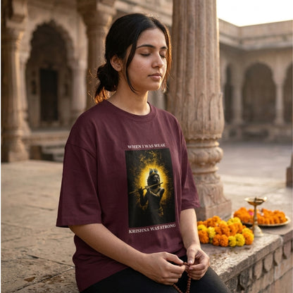 Best Lord Krishna Graphic Tshirt | When I Was Weak,Krishna Was Strong | Divine Protection Tee