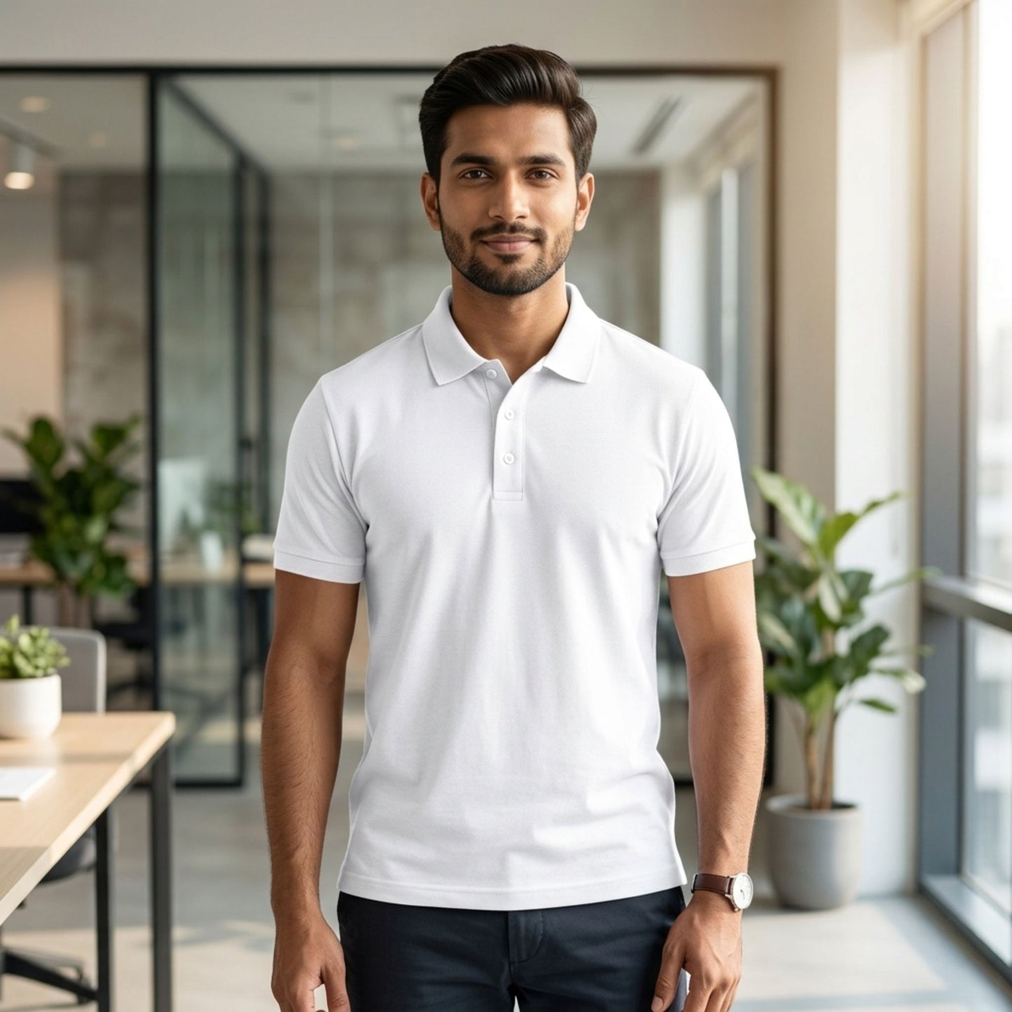 Men’s Plain Polo Collar T-Shirt | 100% Cotton 220 GSM Airtex | Regular Fit Structured Collar | Office & Casual Wear | S to 3XL | MP25