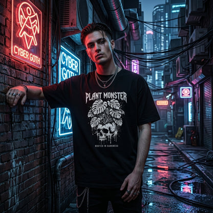 Plant Monster Graphic T-Shirt | Gothic Skull Plant Unisex Tee | Dark Aesthetic Streetwear Cotton Shirt