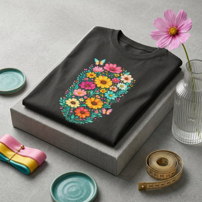 Women’s Oversized Floral T-Shirt | Aesthetic Boho Flower Graphic Tee | Cotton Streetwear Shirt for Girls