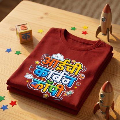 Aaichi Carbon Copy Marathi Kids T-Shirt | Bright Graphic Tee for Toddlers 0–5 Yrs