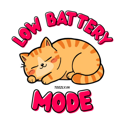 Low Battery Mode Cat Oversized T-Shirt | Funny Cat Graphic Tee for Men & Women India
