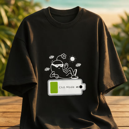 CHILL MODE ON Oversized T-Shirts for Summer Unisex Terry
