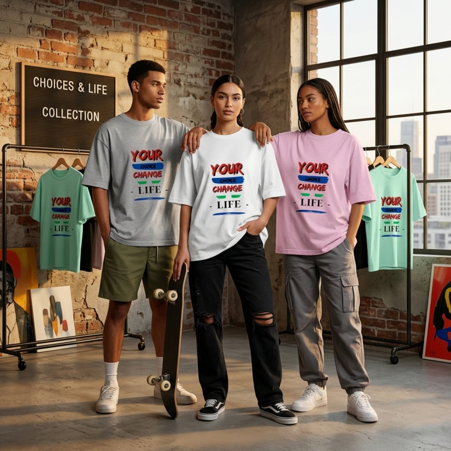 Premium Oversized Motivational Tee | Your Choice Change Your Life T-Shirt