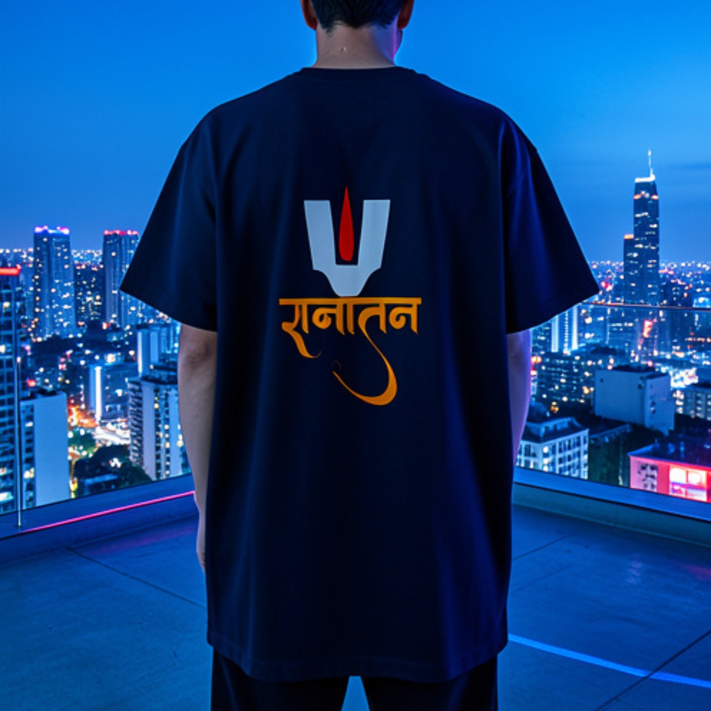 "Sanatan" Dharma T-Shirt | Spiritual Typography Unisex V-Neck Tee | Hindu Spiritual Design Shirt