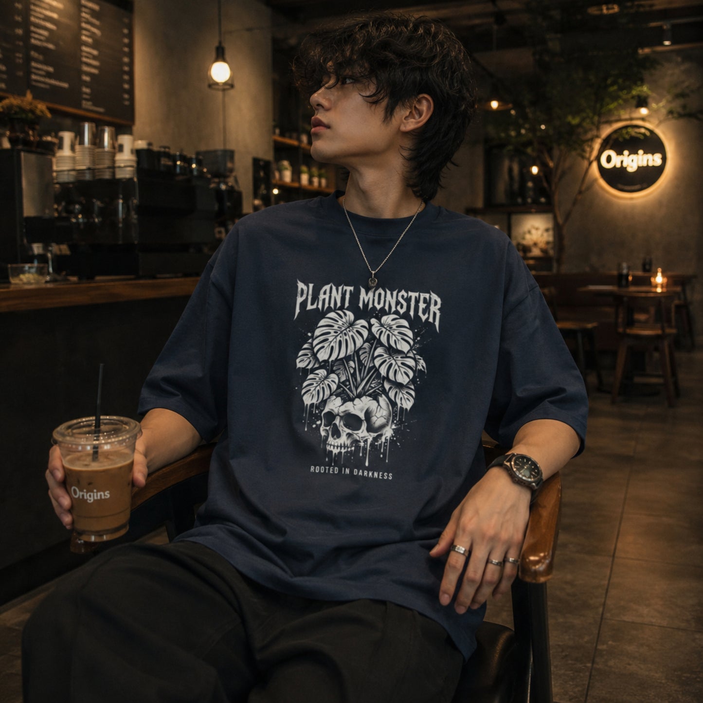 Unisex Oversized Monster T-Shirt | Gothic Skull Graphic Tee | Dark Aesthetic Streetwear Oversized Shirt