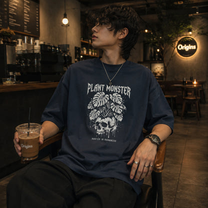 Unisex Oversized Monster T-Shirt | Gothic Skull Graphic Tee | Dark Aesthetic Streetwear Oversized Shirt