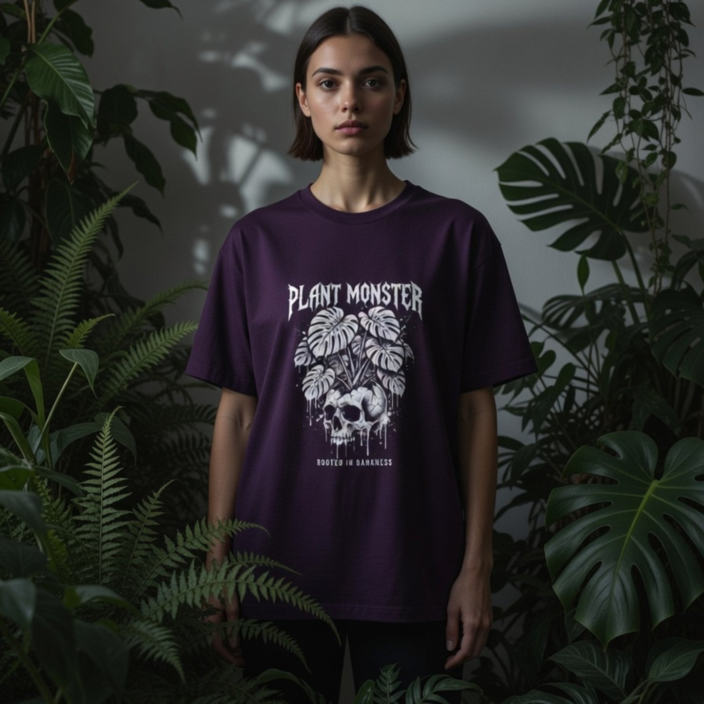 Plant Monster Graphic T-Shirt | Gothic Skull Plant Unisex Tee | Dark Aesthetic Streetwear Cotton Shirt