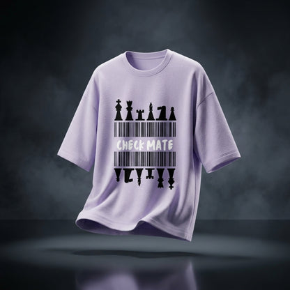 Check Mate Unisex Terry Oversized T-Shirt | XS-3XL Sizes | Maroon, Lavender, Baby Blue, Flamingo, Jade | Comfortable & Stylish for Men & Women