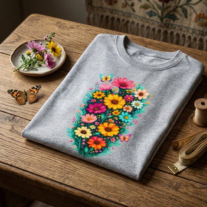 Women’s Oversized Floral T-Shirt | Aesthetic Boho Flower Graphic Tee | Cotton Streetwear Shirt for Girls