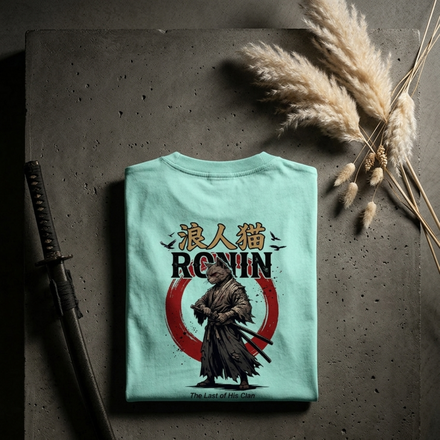 Ronin Cat Oversized T-Shirt – Japanese Samurai Streetwear Revenge Graphic Tee