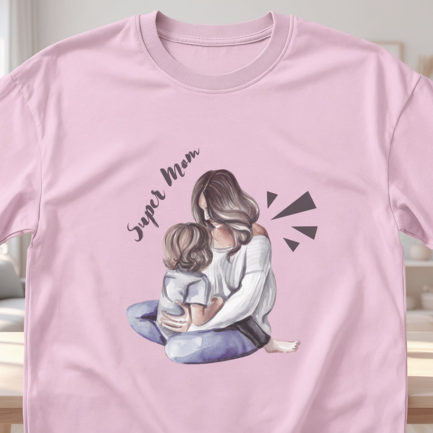 Super Mom T-Shirt for Women, Mother and Child Love Graphic Tee, Cute Mom Gift Shirt