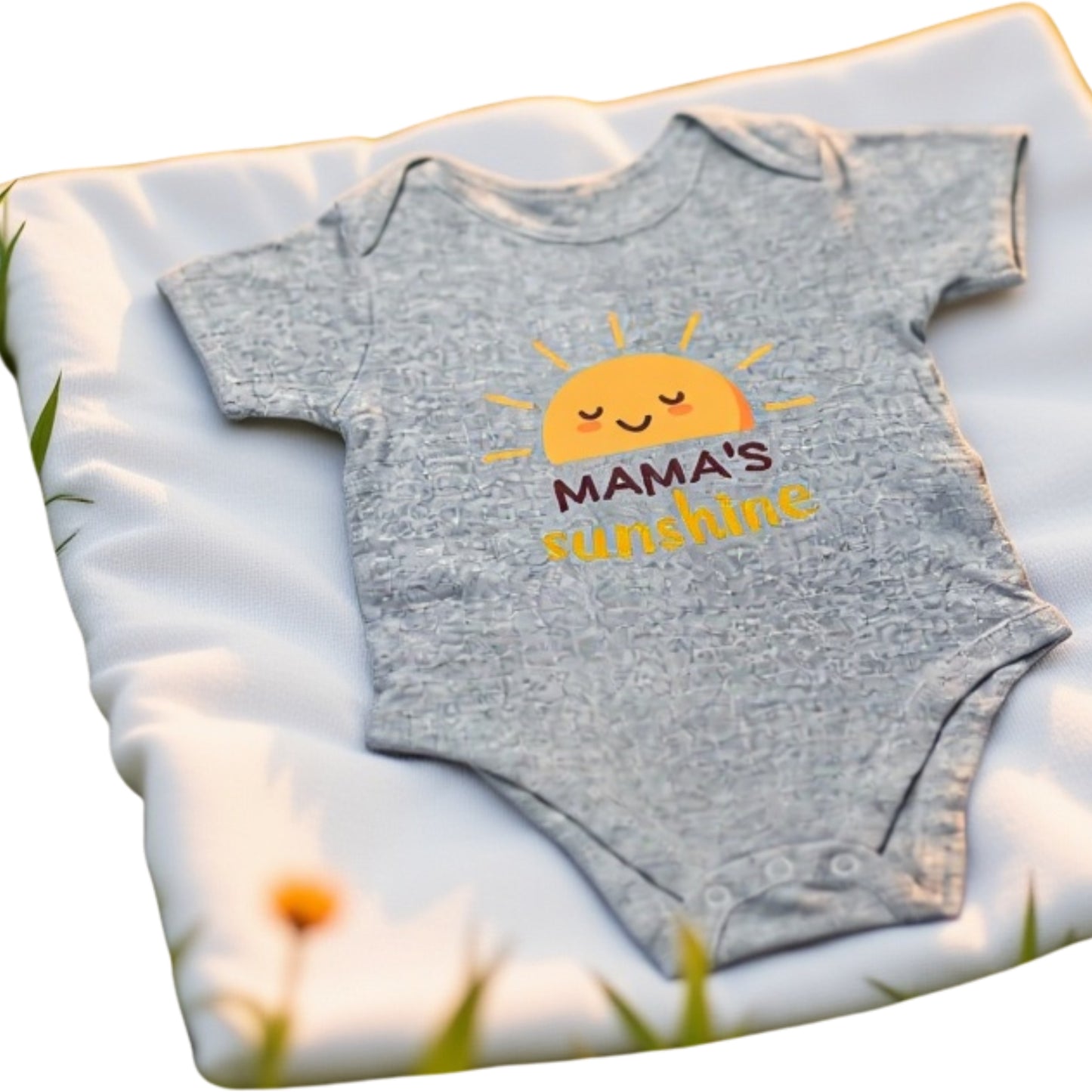 Adorable "Mama's Sunshine" Baby Romper - Soft Cotton One-Piece for Newborns | Unisex Cute Cartoon Sun Design Kids Rompers