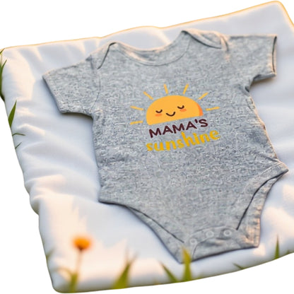 Adorable "Mama's Sunshine" Baby Romper - Soft Cotton One-Piece for Newborns | Unisex Cute Cartoon Sun Design Kids Rompers