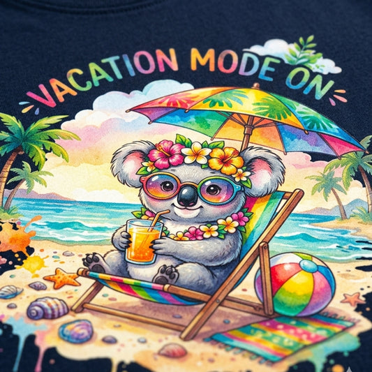 Trendy Beachwear Tee | Vacation Mode On Koala Graphic T-Shirt Men Women