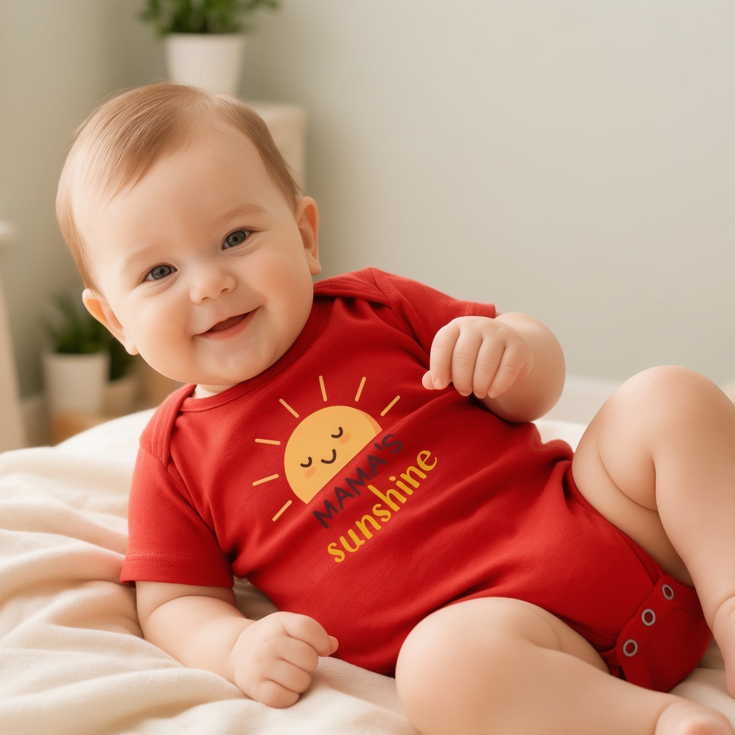 Adorable "Mama's Sunshine" Baby Romper - Soft Cotton One-Piece for Newborns | Unisex Cute Cartoon Sun Design Kids Rompers