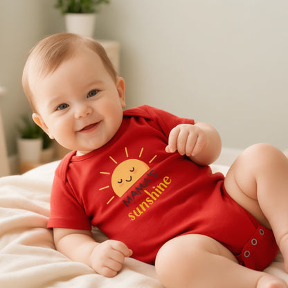 Adorable "Mama's Sunshine" Baby Romper - Soft Cotton One-Piece for Newborns | Unisex Cute Cartoon Sun Design Kids Rompers