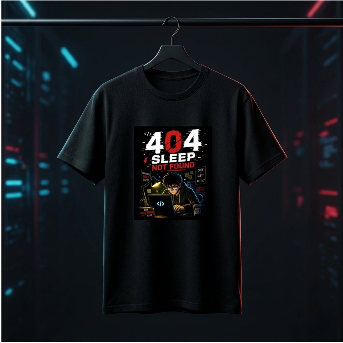 404 Sleep Not Found T-Shirt | Funny Programmer Graphic Tee | Coder Gift for Software Engineer India