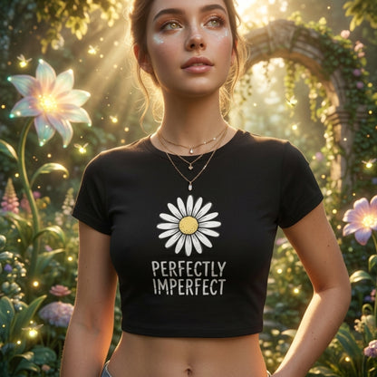 Perfectly Imperfect Daisy Baby Tee for Women
