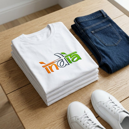 Independence Day India T-Shirt, 15 August India Pride T-Shirt For Youngsters, Tricolor Typography Tee