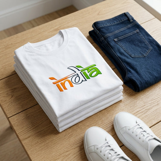 Independence Day India T-Shirt, 15 August India Pride T-Shirt For Youngsters, Tricolor Typography Tee