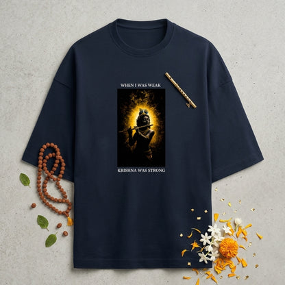 Best Lord Krishna Graphic Tshirt | When I Was Weak,Krishna Was Strong | Divine Protection Tee