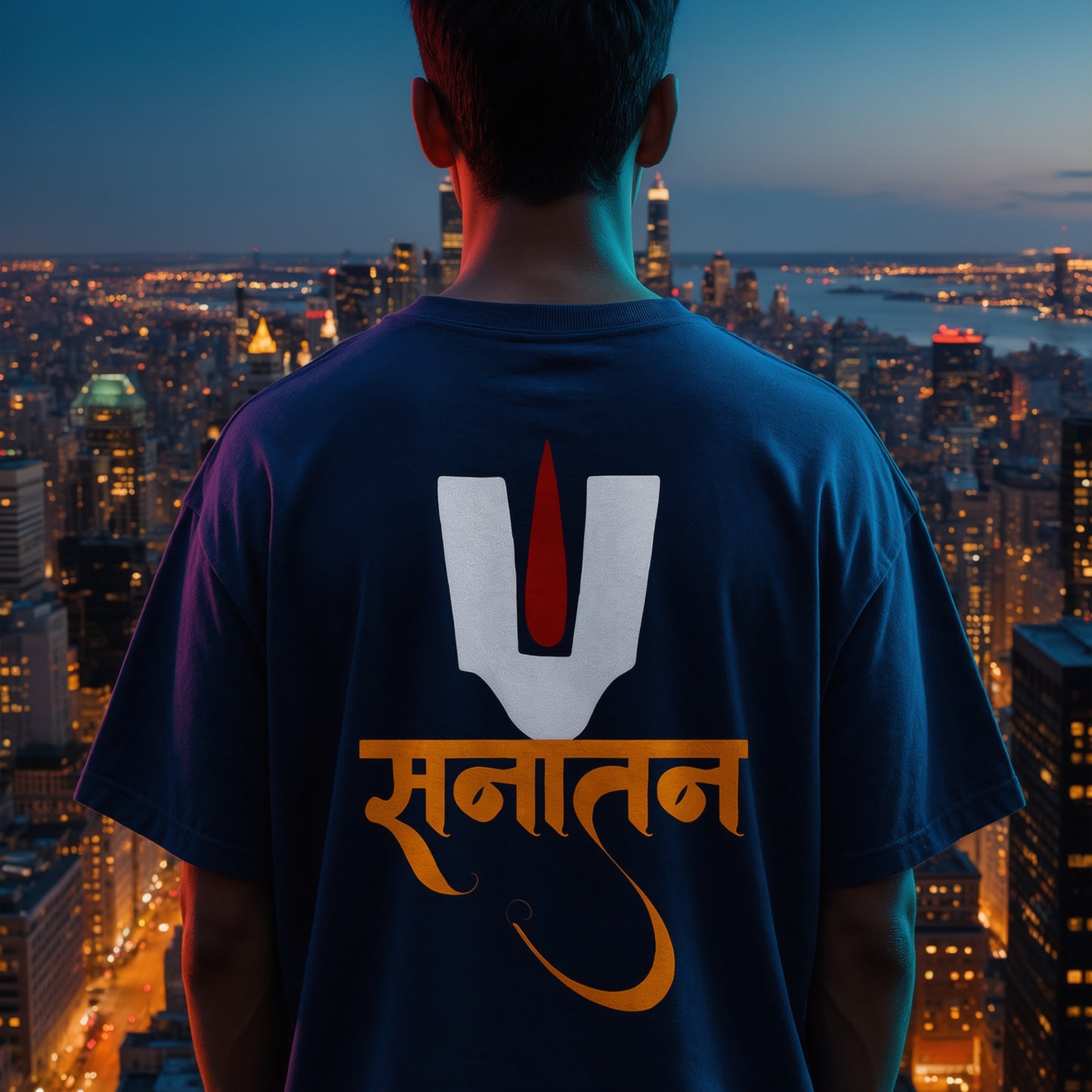 "Sanatan" Dharma T-Shirt | Spiritual Typography Unisex V-Neck Tee | Hindu Spiritual Design Shirt