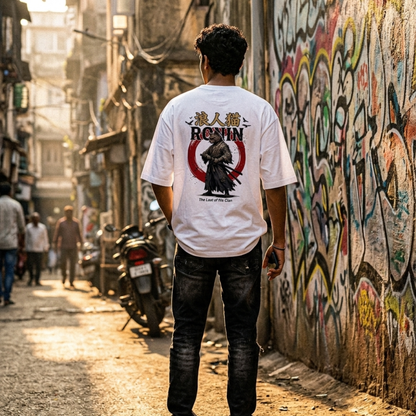 Ronin Cat Oversized T-Shirt – Japanese Samurai Streetwear Revenge Graphic Tee