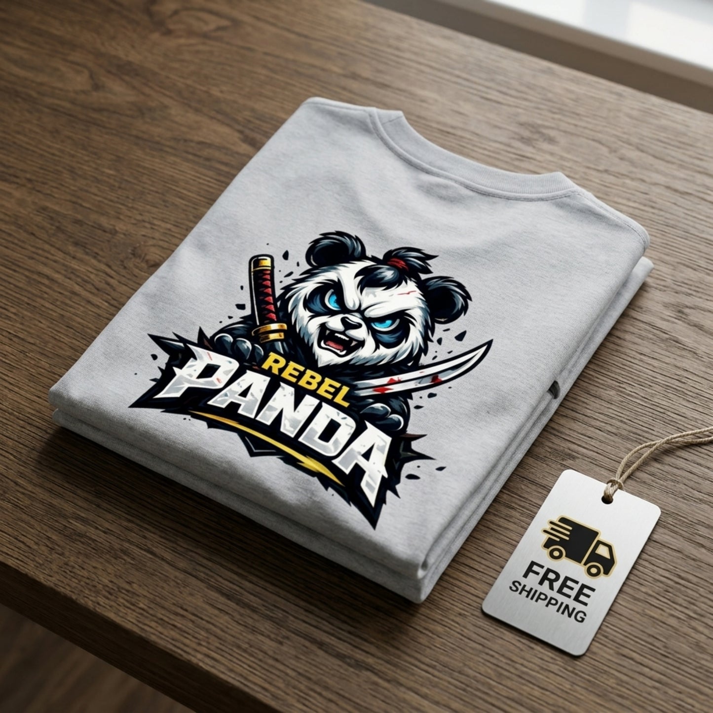 Rebel Panda Oversized T-Shirt, Samurai Anime Tee, panda lover shirt Gift