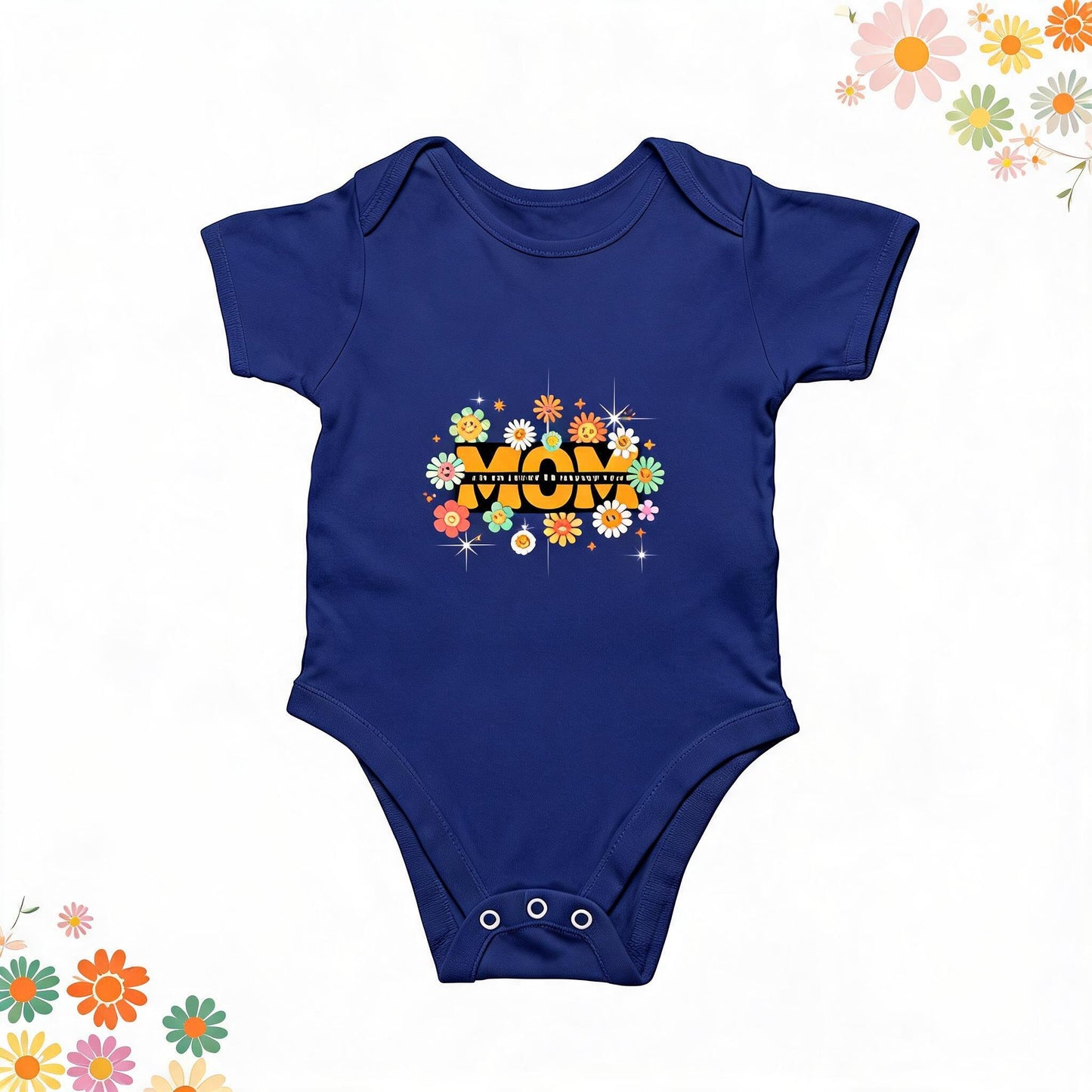 'Cute "Mom"' Floral Baby Romper | Soft Cotton Newborns Graphic tee | Heartwarming "I’m So Lucky to Have You" Design Kids Rompers