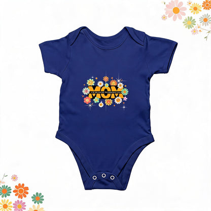 'Cute "Mom"' Floral Baby Romper | Soft Cotton Newborns Graphic tee | Heartwarming "I’m So Lucky to Have You" Design Kids Rompers
