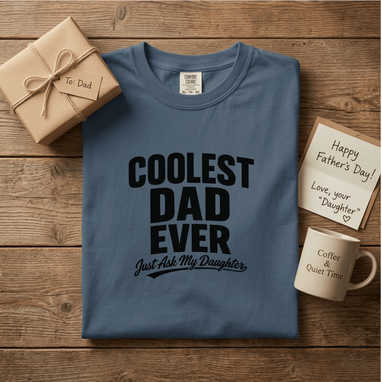 Coolest Dad Ever, Just Ask My Daughter – Funny Cotton Tshirt for Dad | Father's Day Gift